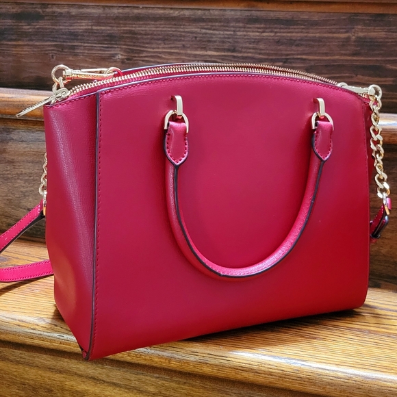 MICHAEL KORS Red Ellis Satchel Saffoano Leather Purse with removable straps - Picture 7 of 16